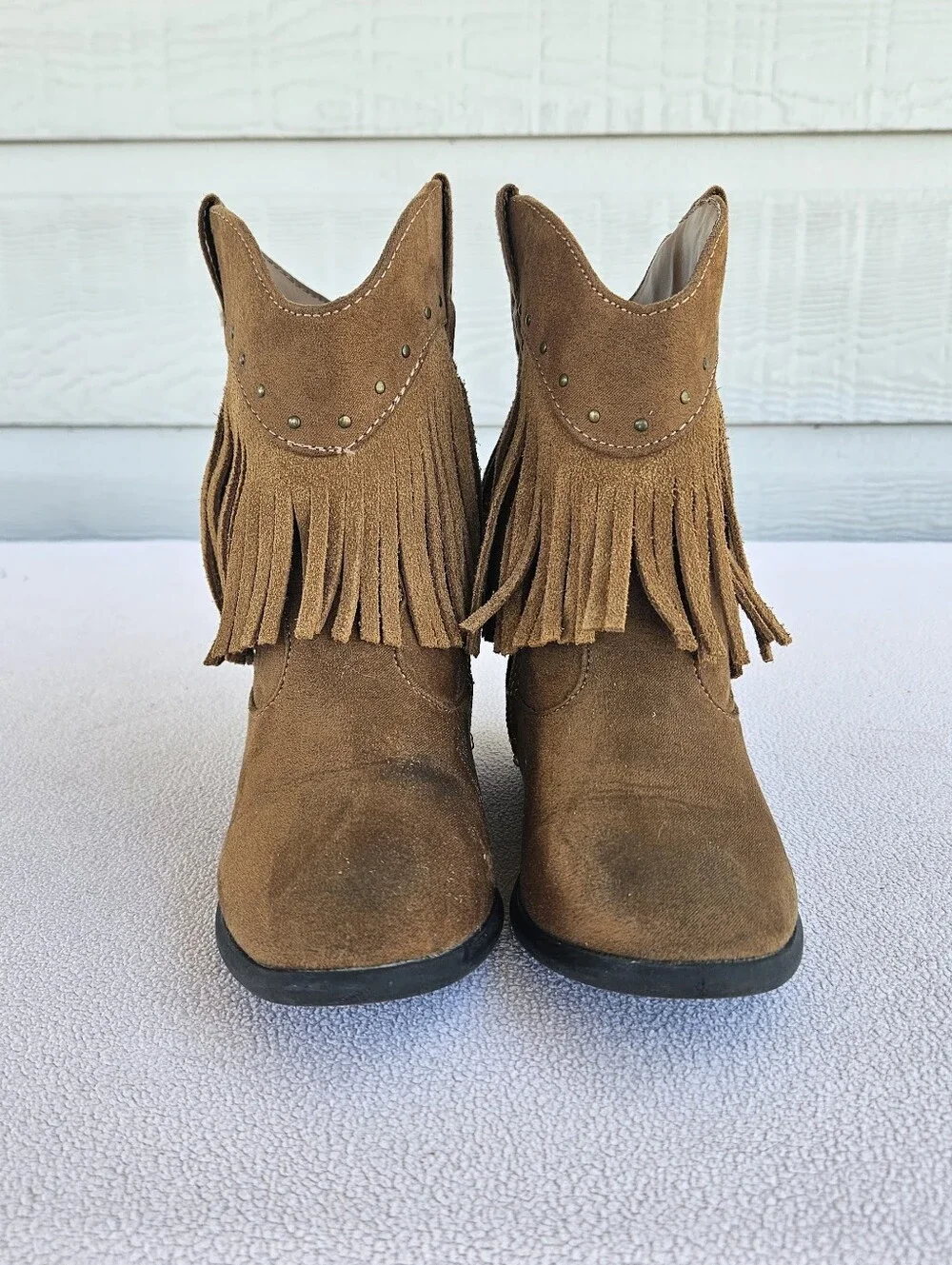 Cat & Jack Fringe Brown Boot Girl SZ 10 Half Zip Boho Western Country Rodeo